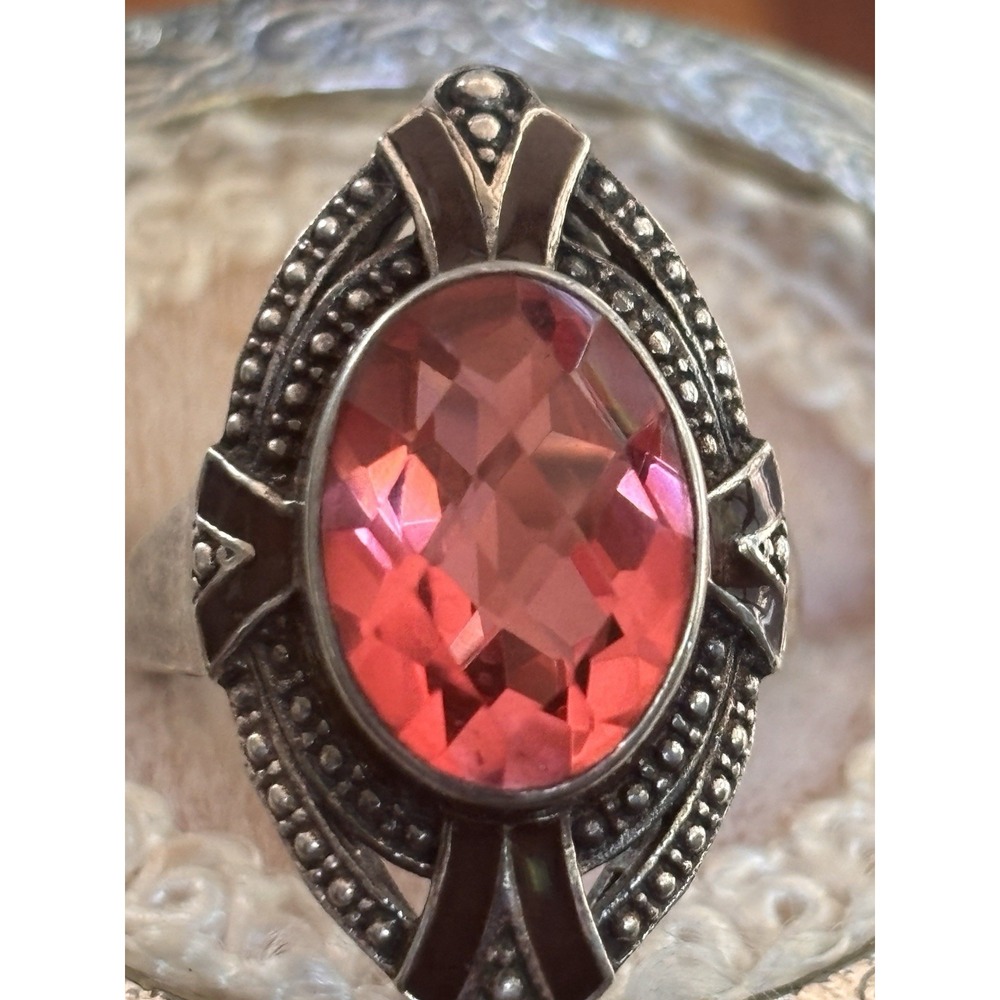 Vintage Nicky Butler Sterling Silver 925 Watermelon Quartz Ring Size 8